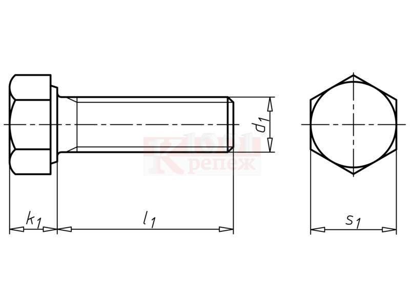 Винт с шестигранной головкой чертеж