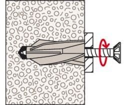 Дюбель для газобетона fischer GB установка 4 1001krep