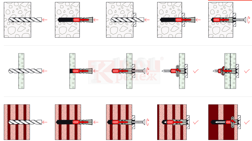 Монтаж Дюбель с шурупом Fischer DUOPOWER PH TX 1001КРЕПЕЖ