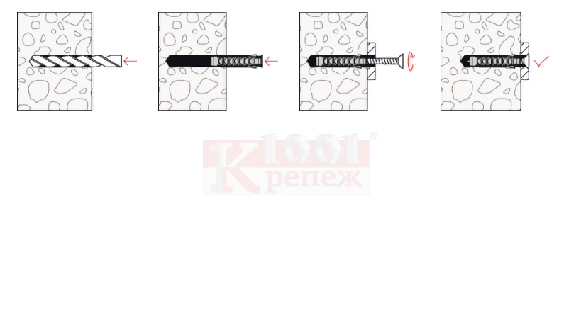 Монтаж Распорный дюбель Fischer с шурупом SX S PH TX 1001КРЕПЕЖ